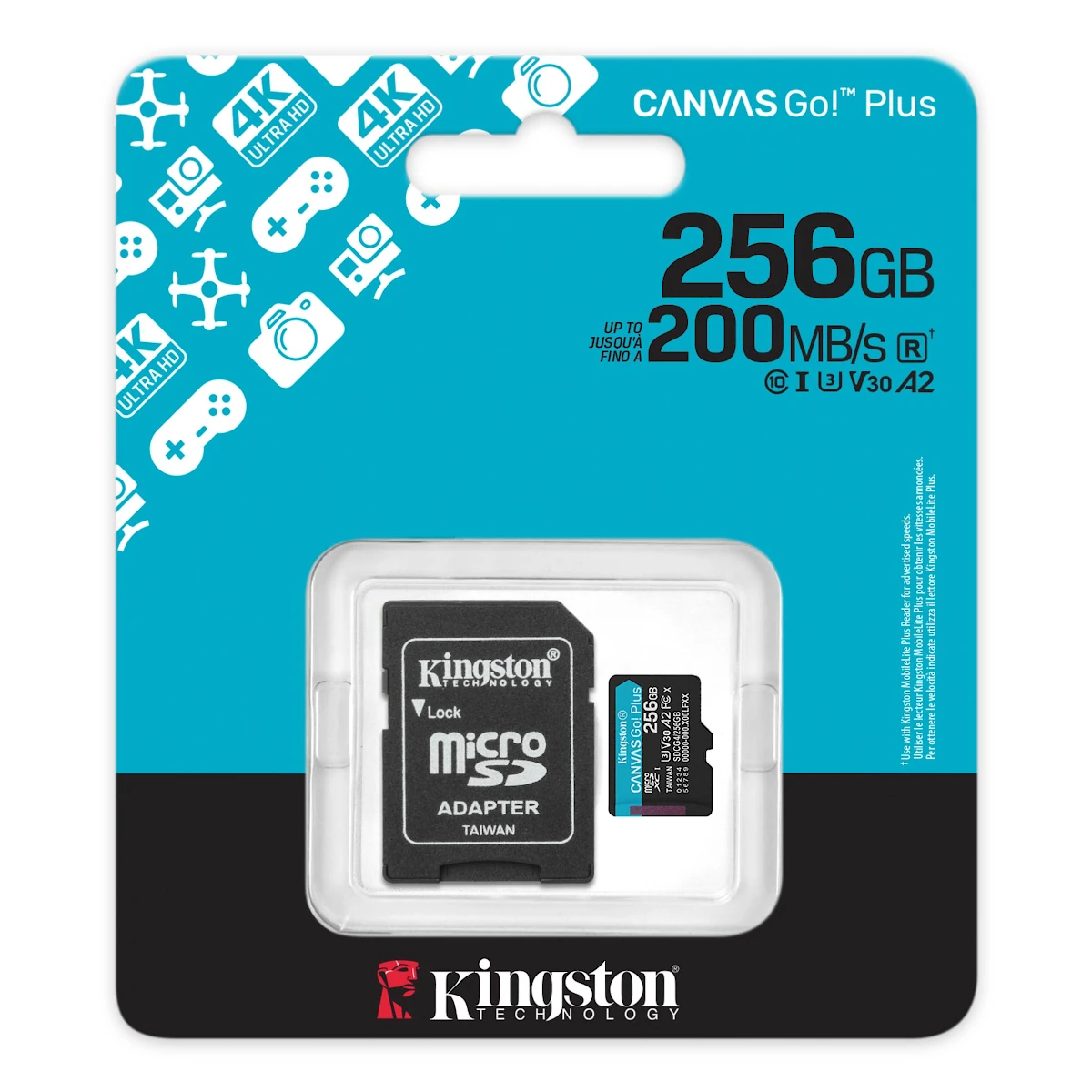 Detalles accesorios de Memoria Micro Sd 256Gb Kingston Cl10 Canvas Go Plus C/Adaptador 200 Mb/S