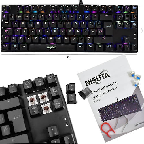  TECLADO GAMER NISUTA MECANICO ESPANOL NSKBGZ88 SWITCH ROJO RETROILUMINADO