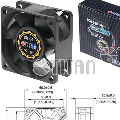 FAN 60mm 3PIN 25mm ESPESOR 4500RPM BUJE TITAN