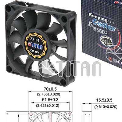 FAN 70mm 3PIN 15mm ESPESOR 3500RPM BUJE TITAN