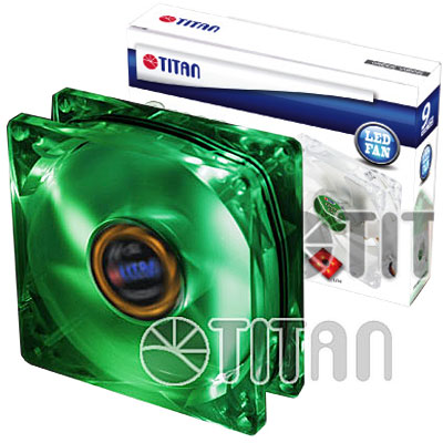 FAN 92mm 3PIN 25mm ESPESOR 1200RPM LED VERDE RULEMAN TITAN