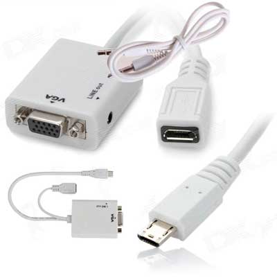ADAPTADOR CONVERSOR MICRO USB MHL / VGA P/CONECTAR CEL AL LCD/LED/TV