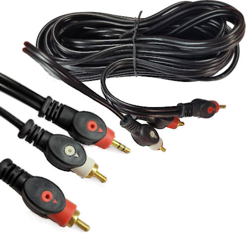 Cable Miniplug 3,5 Estereo Macho-Rca Macho Doble 8 Mts Lujo Negro Cable Miniplug 3,5 Estereo Macho-Rca Macho Doble 8 Mts Lujo Negro