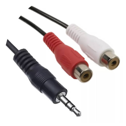 CABLE MINIPLUG 3,5 ESTEREO MACHO-RCA HEMBRA DOBLE 2 MTS ESTANDAR