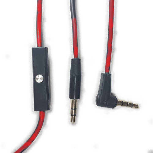 CABLE MINIPLUG 3,5 MACHO - MACHO CON MICROFONO 1,2 MTS ROJO