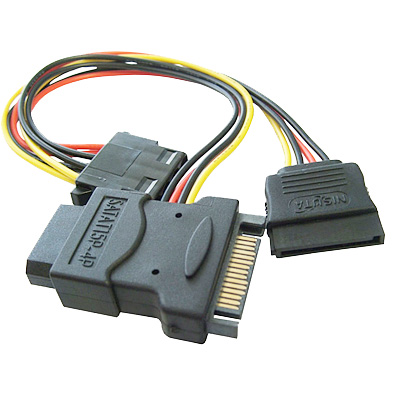 CABLE SATA POWER (SATA MACHO A 1 SATA HEMBRA + 2 MOLEX HEMB)