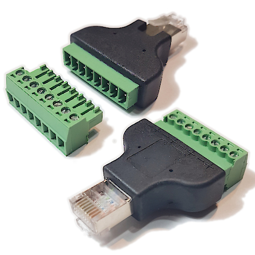 FICHA RJ45 PLUG 8 CONTACTOS CAT 5e MACHO A BORNERA