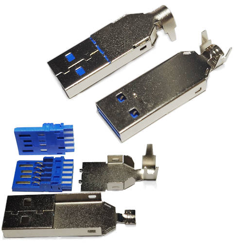 CONECTOR FICHA USB 3.0 A MACHO A CABLE METAL CONECTOR FICHA USB 3.0 A MACHO A CABLE METAL