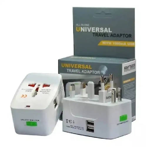 Adaptador Enchufe Universal Viajero Usa Europa Asia Con cargador USB