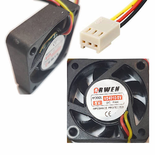 FAN 40mm 3PIN 10mm ESPESOR 6000RPM BUJE ARWEN 5 VOLT CC