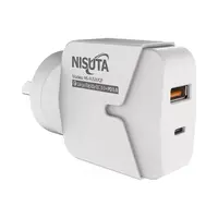 Cargador 20W Usb-C Pd + Usb-A Qc Carga Rapida Nisuta Cargador 20W Usb-C Pd + Usb-A Qc Carga Rapida Nisuta