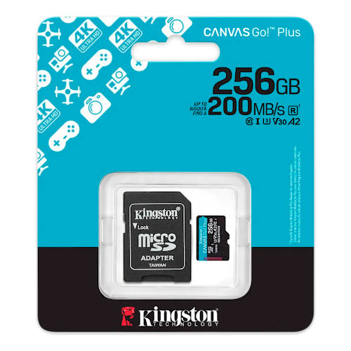 Memoria Micro Sd 256Gb Kingston Cl10 Canvas Go Plus C/Adaptador 200 Mb/S