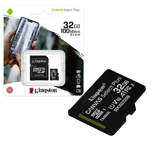 MEMORIA MICRO SD 32GB KINGSTON CL10 CANVAS SELECT PLUS C/ADAPTADOR 100 MB/s