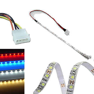 TIRA LUCES LED 50cm C/FICHA MOLEX P/MODDING PC BLANCO CALIDO