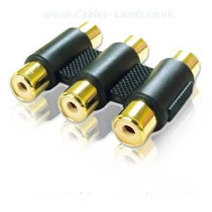 ADAPTADOR RCA HEMBRA x3 A RCA HEMBRA x3 (EMPALME RCA TRIPLE) 