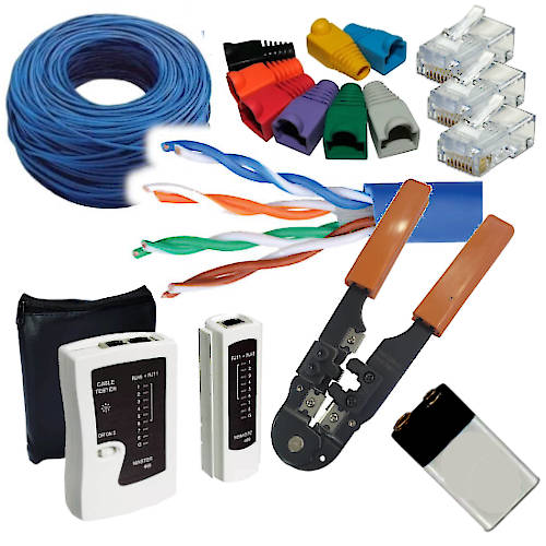 KIT PARA ARMADO DE REDES CAT.5e 30 MTS CABLE